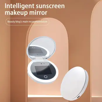 Умная камера для тестирования УФ-солнцезащитного крема, зеркало для макияжа со светодиодной подсветкой, перезаряжаемое зеркало для обнаружения защиты от солнца, удаления макияжа, Портативный косметический инструмент