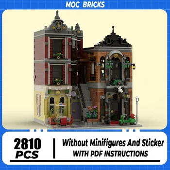 Moc Building Block Модульная модель Downtown Magic Shop Technology Brick DIY Assembly City Street View Игрушка в подарок к празднику