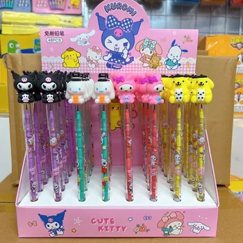 Новый Sanrio 48шт Механический Карандаш Kuromi Cinnamoroll Hello Kitty Карандаш без Вырезов Balck Студенческие Канцелярские Принадлежности Инструменты Для Начальной школы